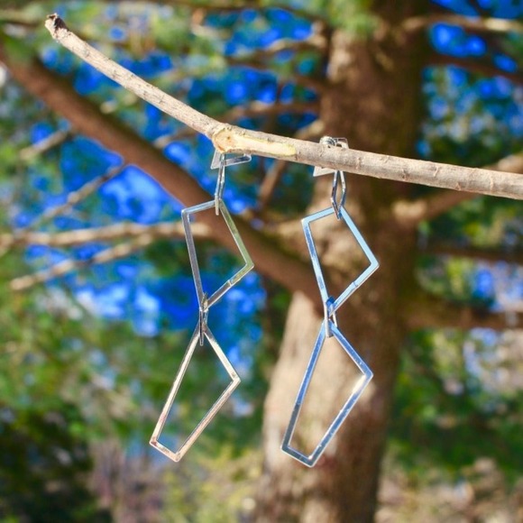 Silver Chunky Chain link Long Drop Dangle earrings - Picture 4 of 7